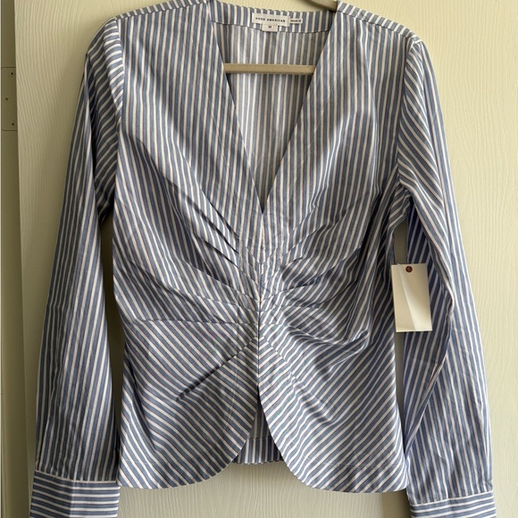 Good American Striped Poplin Blouse